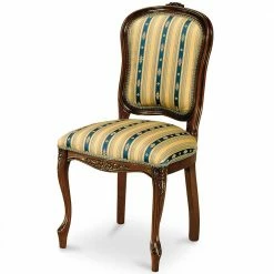 Stilvoller Barock Polsterstuhl Magari Mit Stoff Blau Gelb