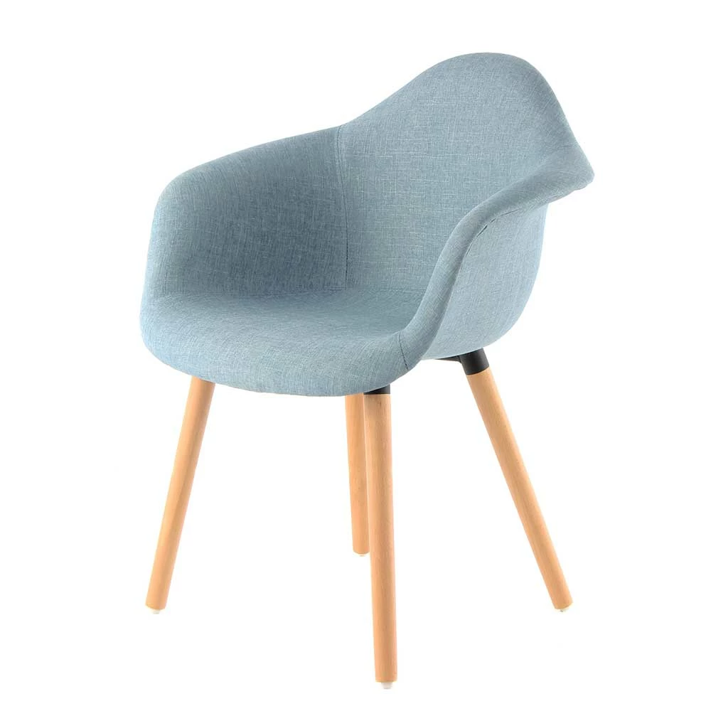 Stoff Armlehnenstuhl In Hellblau - Flinn (2er Set)