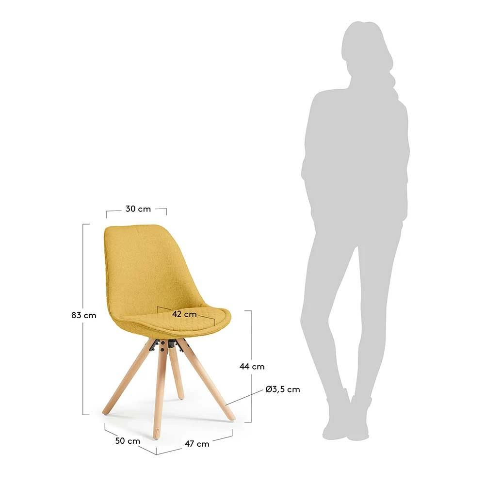 Stoff Schalenstühle in Gelb - Seventy (4er Set) Stoff Schalenstühle In Gelb - Seventy (4er Set) -Dariana shop stoff schalenstuehle in gelb mit buche gestell seventy 03