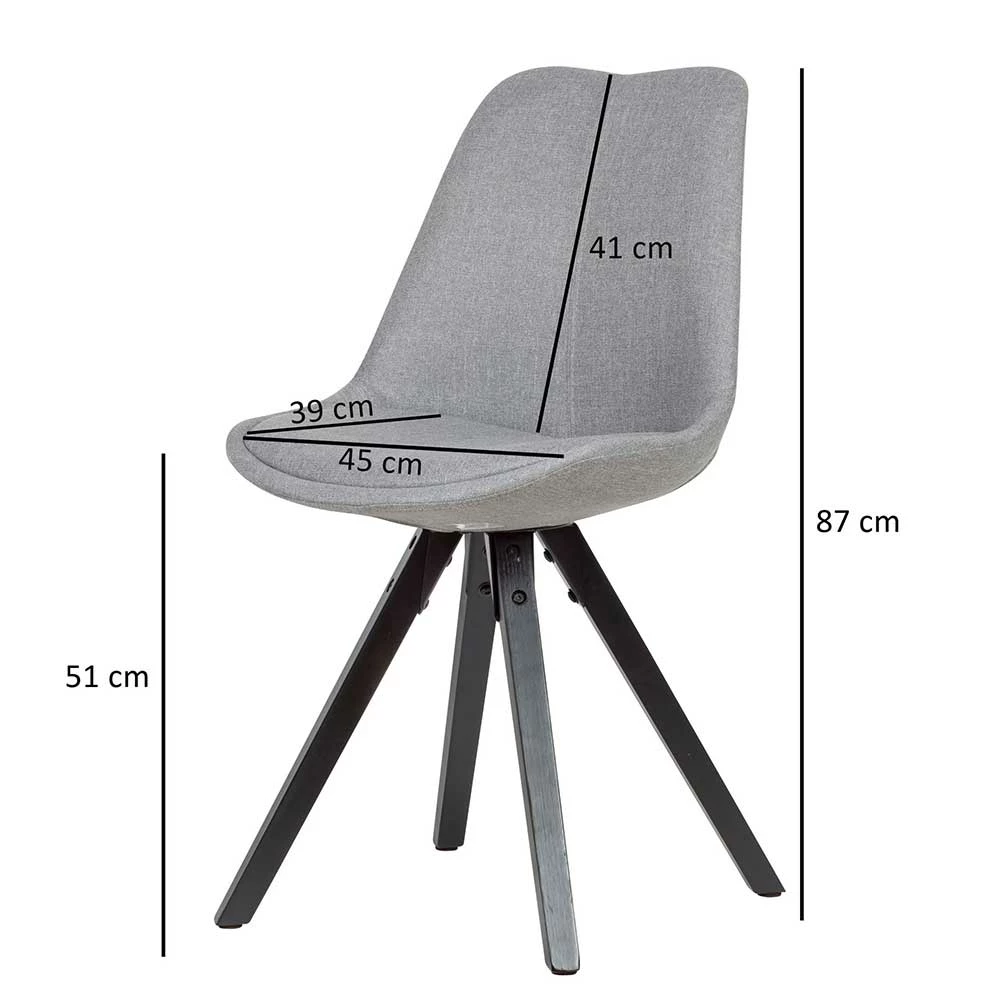 Stoff Schalenstühle In Hellem Grau - Oviedo (2er Set) - Image 5