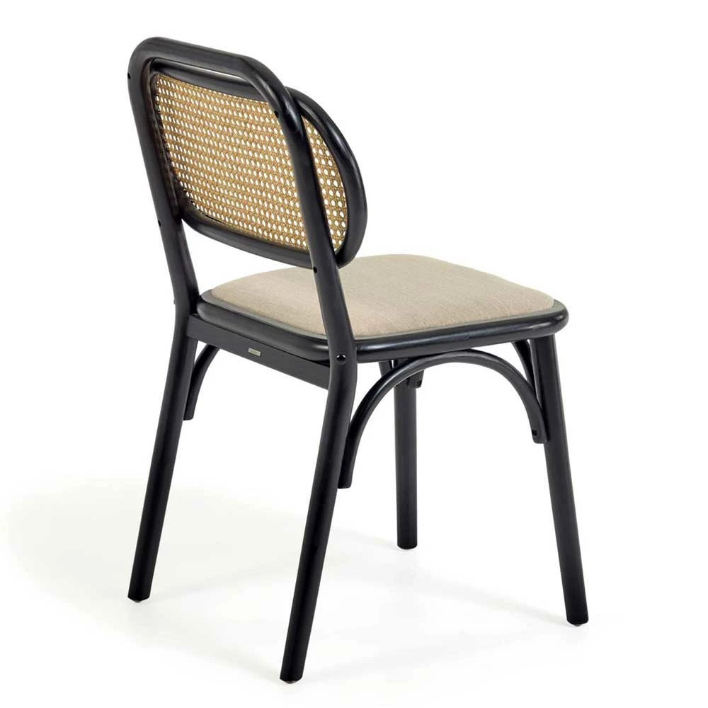 Stühle aus Ulme & Rattan & Stoff - Boxtan (2er Set) Stühle Aus Ulme & Rattan & Stoff - Boxtan (2er Set) -Dariana shop stuehle aus ulme rattan stoff in schwarz beige