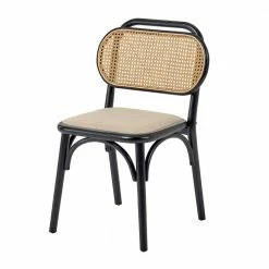 Stühle Aus Ulme & Rattan & Stoff - Boxtan (2er Set)