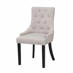 Stuhl Chesterfield Roady Mit Hellgrauem Stoff (2er Set)