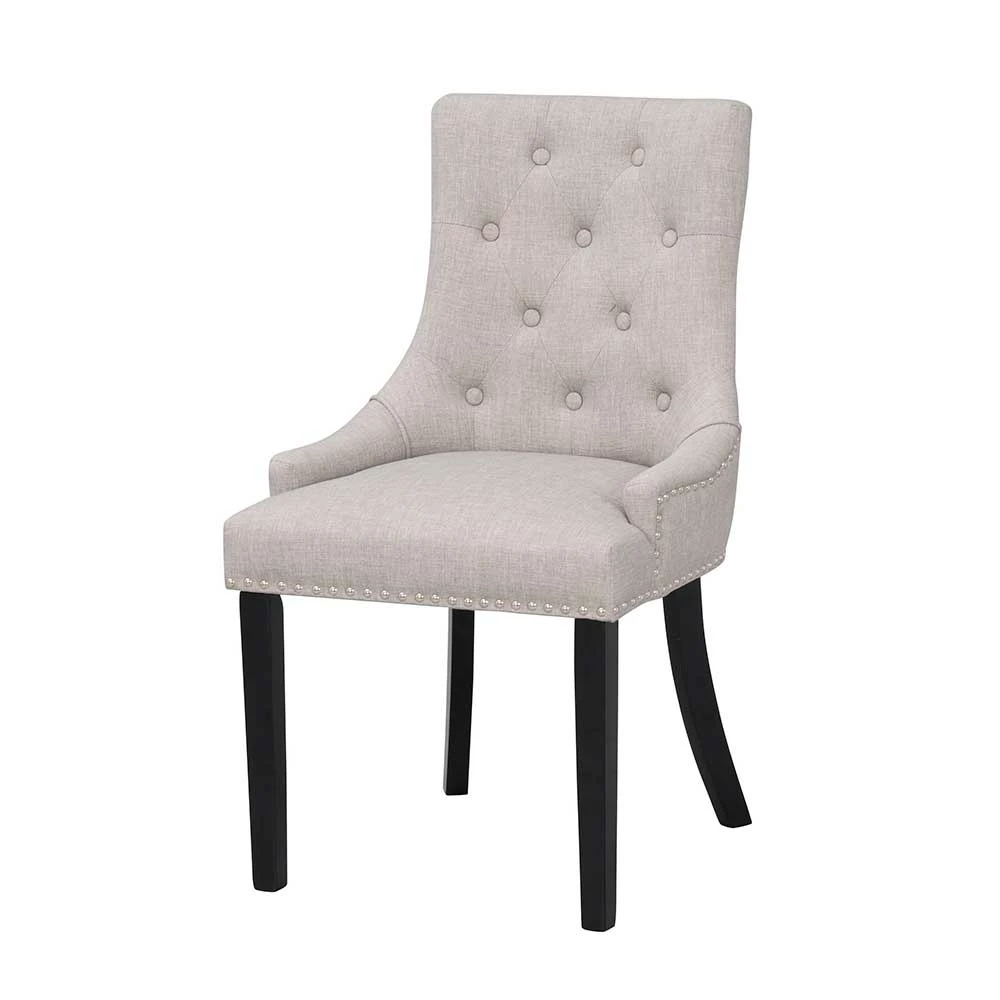 Stuhl Chesterfield Roady Mit Hellgrauem Stoff (2er Set)