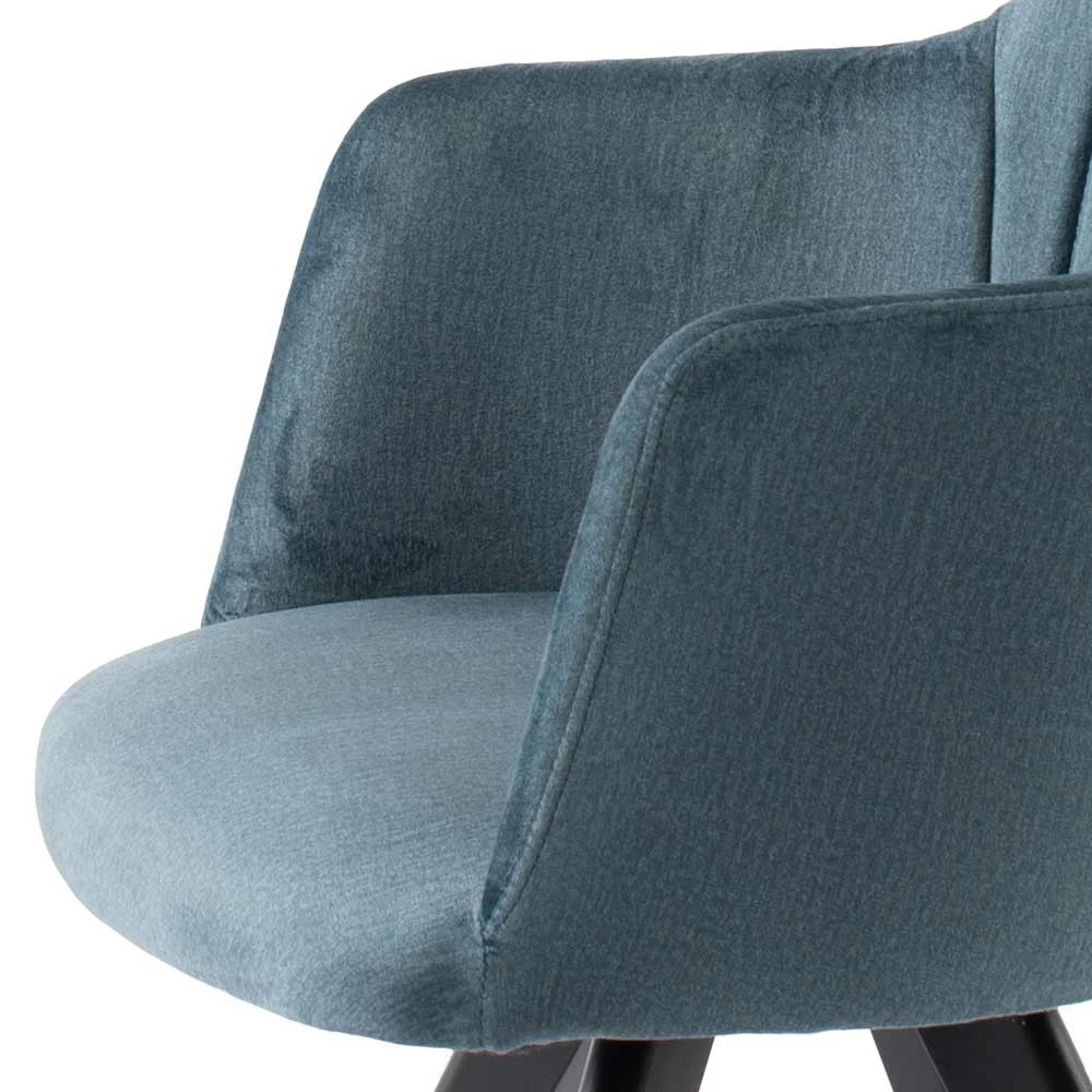 Stuhl Mit Armlehnen In Blau Webstoff - Romance - Image 6