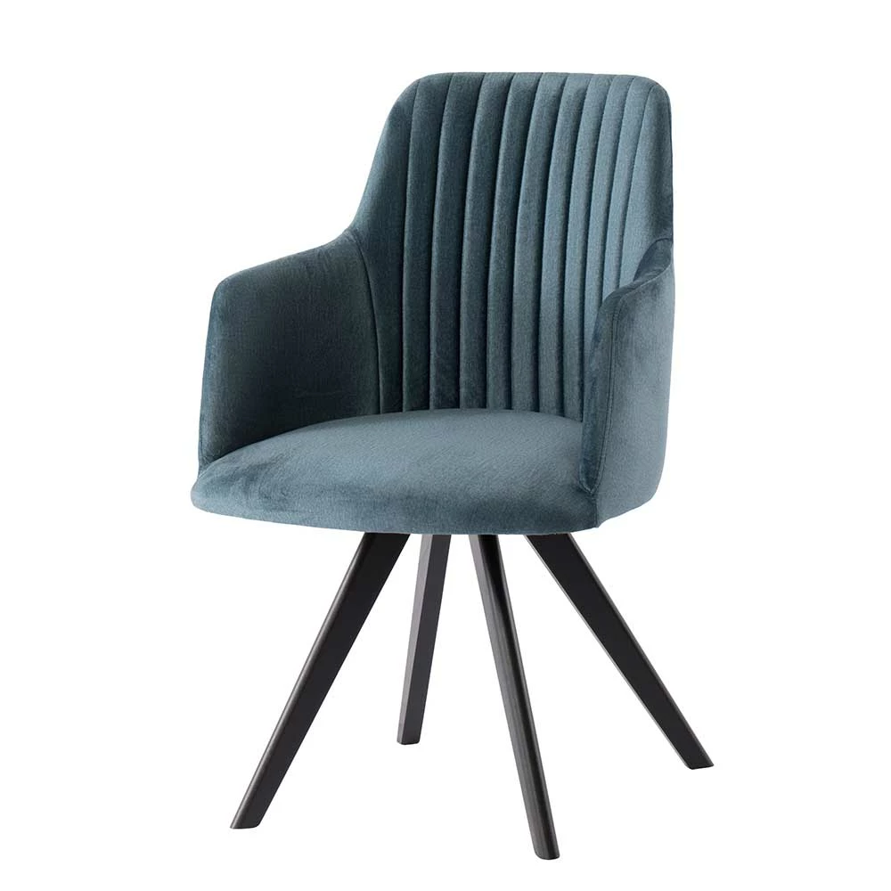 Stuhl Mit Armlehnen In Blau Webstoff - Romance