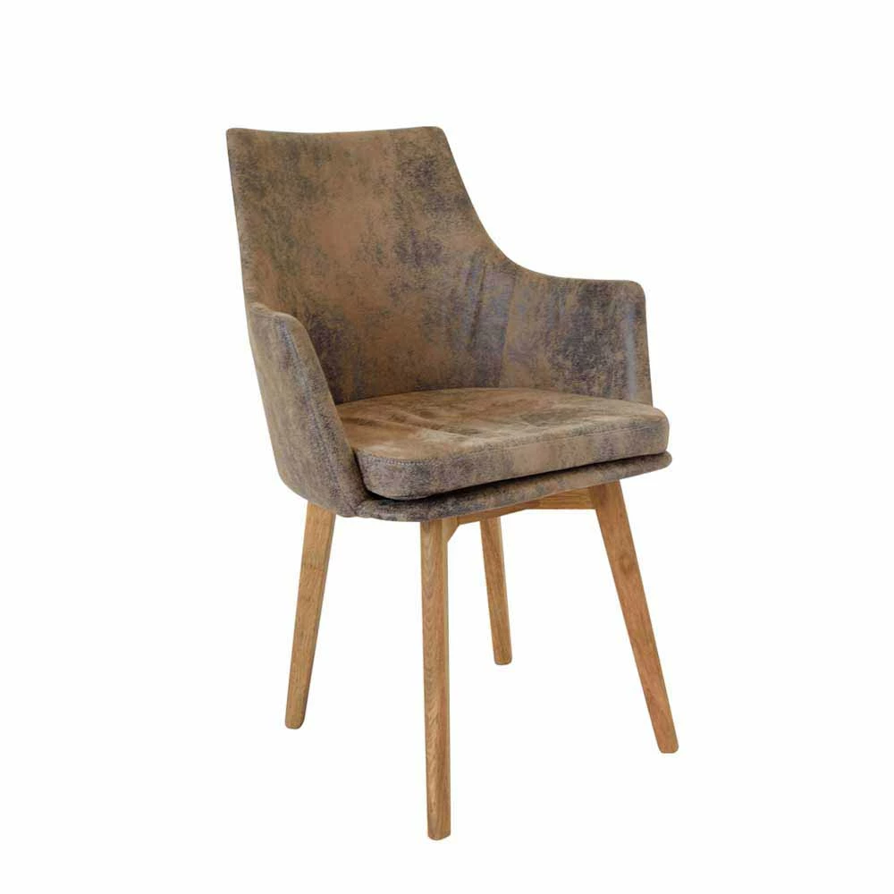 Stuhl Mit Microfaser Braun Vintage Used Look Uclavera & Wildeiche Natur - Image 2