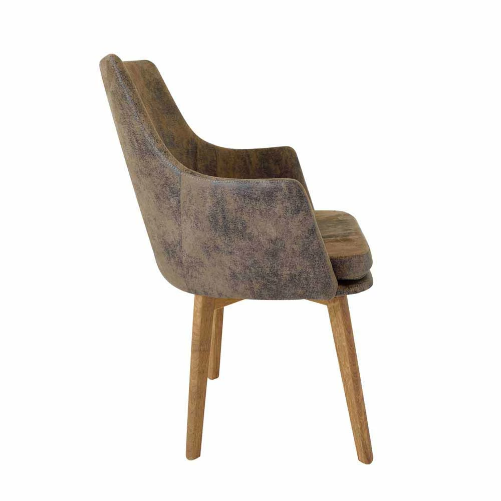 Stuhl Mit Microfaser Braun Vintage Used Look Uclavera & Wildeiche Natur - Image 5