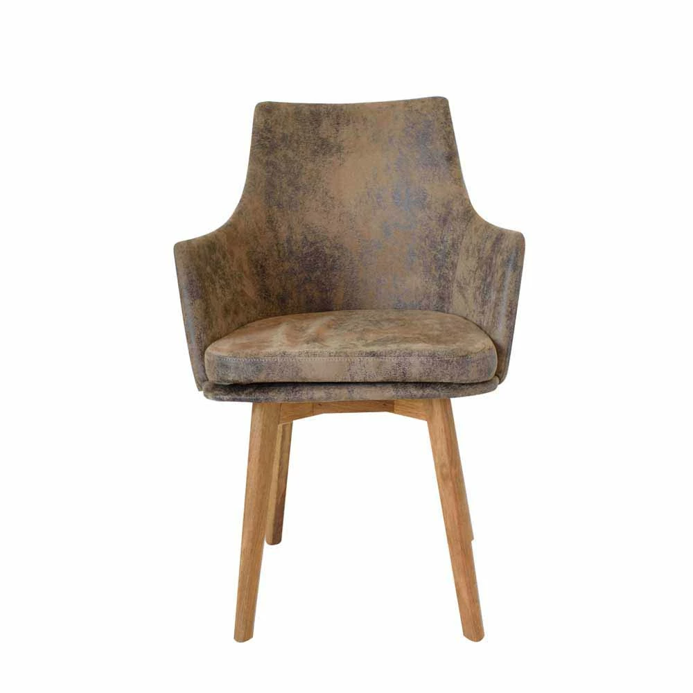 Stuhl Mit Microfaser Braun Vintage Used Look Uclavera & Wildeiche Natur - Image 6