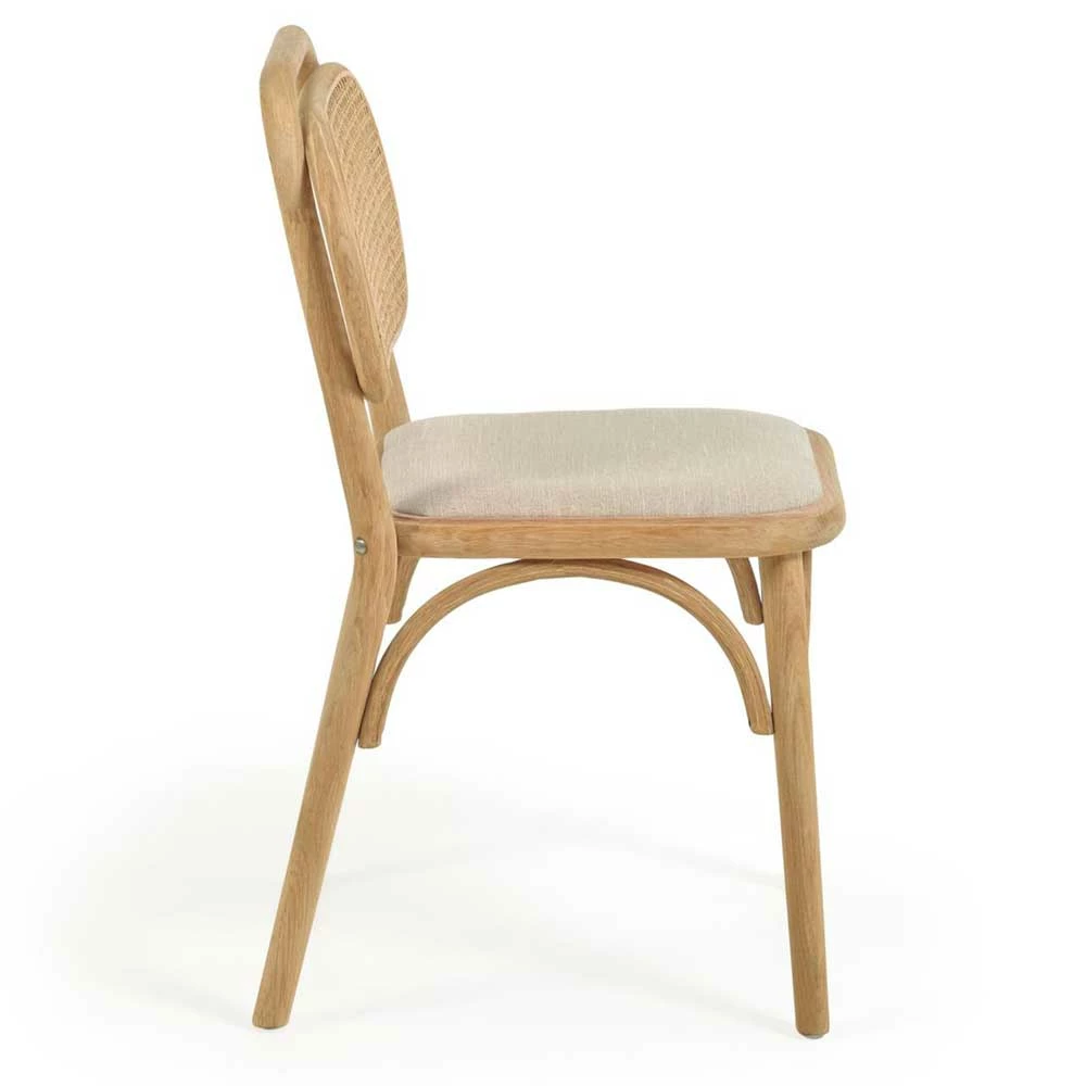 Stuhl Mit Wiener Geflecht & Stoffsitz Beige - Fiorenza (2er Set) - Image 4