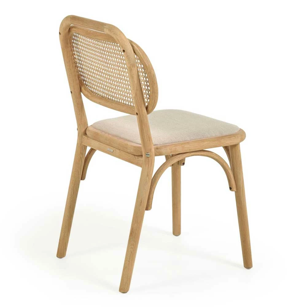 Stuhl Mit Wiener Geflecht & Stoffsitz Beige - Fiorenza (2er Set) - Image 5