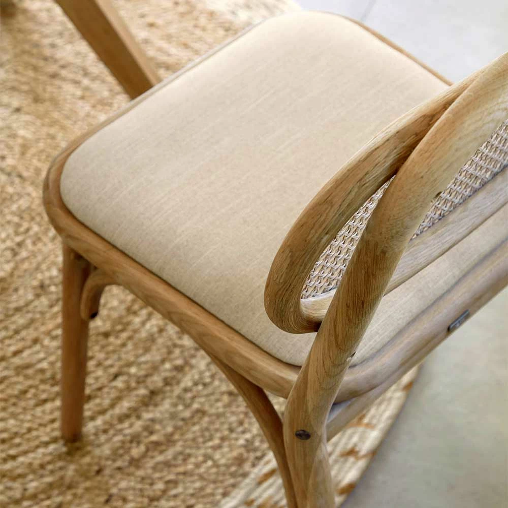 Stuhl Mit Wiener Geflecht & Stoffsitz Beige - Fiorenza (2er Set) - Image 6