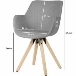 Tischsessel Mit Grauem Stoffbezug - Zyamonicus (2er Set) -Dariana shop tischsessel mit grauem stoffbezug massivholzgestell natur zyamonicus 03