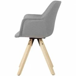 Tischsessel Mit Grauem Stoffbezug - Zyamonicus (2er Set) -Dariana shop tischsessel mit grauem stoffbezug massivholzgestell natur zyamonicus 04