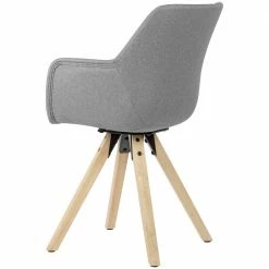 Tischsessel Mit Grauem Stoffbezug - Zyamonicus (2er Set) -Dariana shop tischsessel mit grauem stoffbezug massivholzgestell natur zyamonicus 05