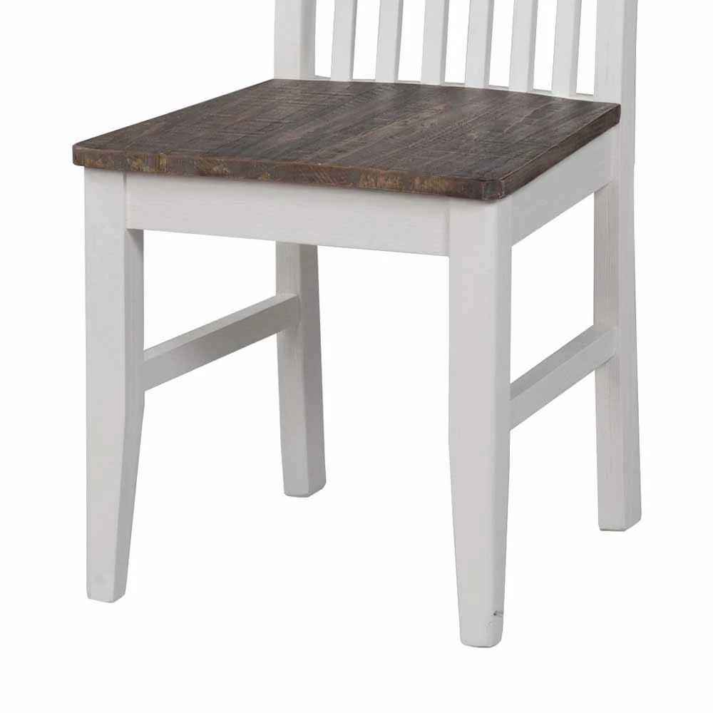 Toller Landhausstuhl in Weiß & Braun - Wabster (2er Set) Toller Landhausstuhl In Weiß & Braun - Wabster (2er Set) -Dariana shop toller landhausstuhl in weiss braun aus kiefer massiv wabster 03