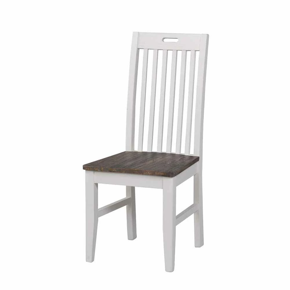 Toller Landhausstuhl in Weiß & Braun - Wabster (2er Set) Toller Landhausstuhl In Weiß & Braun - Wabster (2er Set) -Dariana shop toller landhausstuhl in weiss braun aus kiefer massiv wabster f