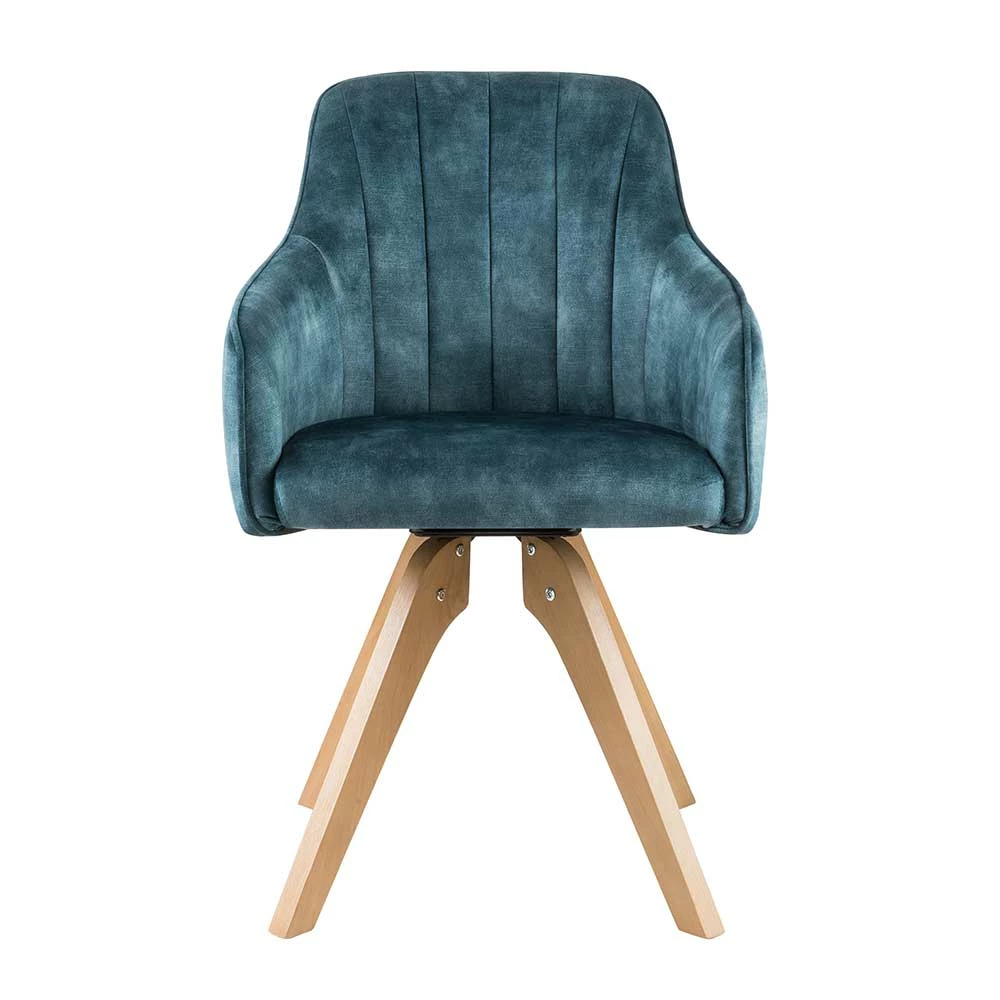 Velours Tischsessel in Blau Petrol - Vitalrov (2er Set) Velours Tischsessel In Blau Petrol - Vitalrov (2er Set) -Dariana shop velours tischsessel in blau petrol mit massivholzgestell eiche vitalrov 01