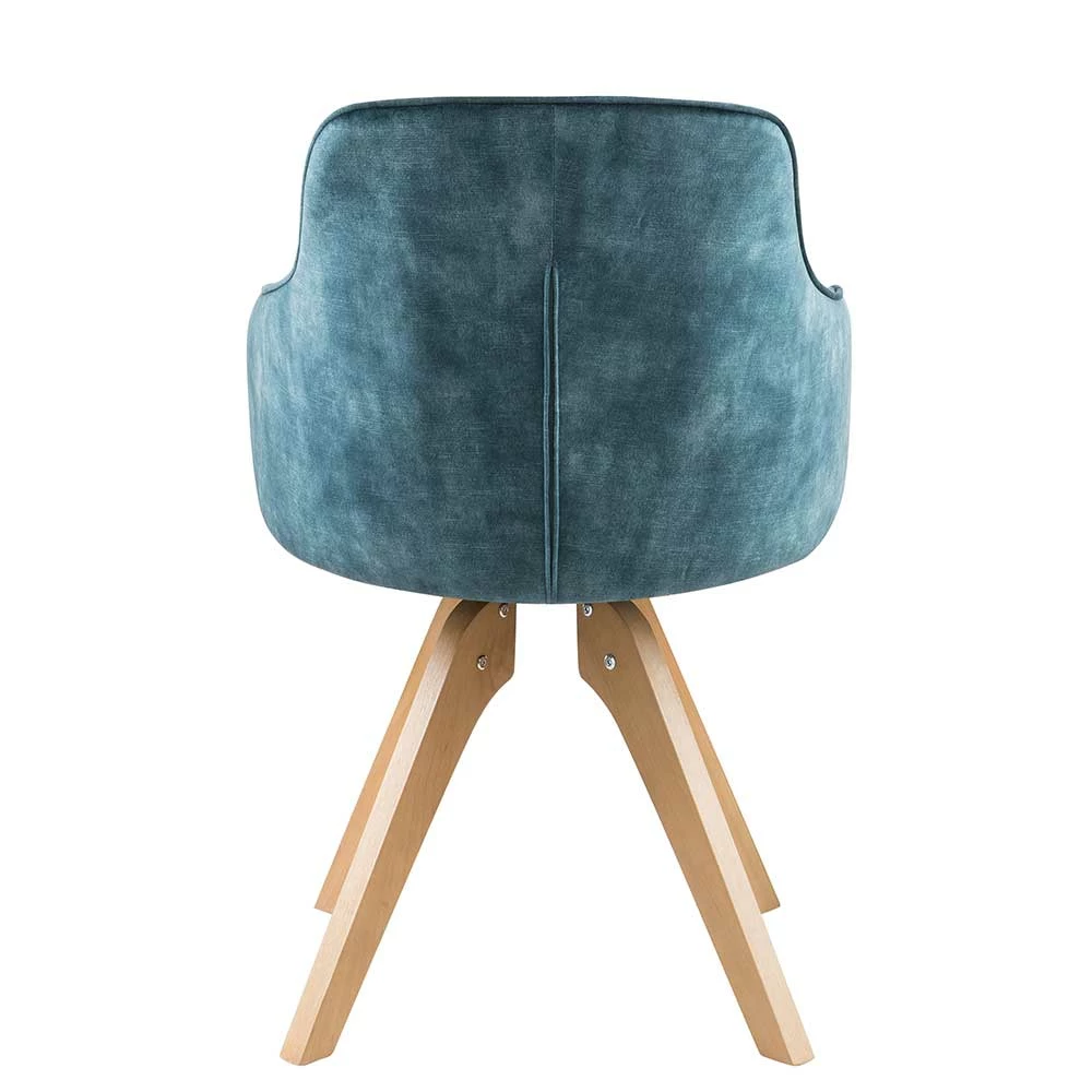 Velours Tischsessel in Blau Petrol - Vitalrov (2er Set) Velours Tischsessel In Blau Petrol - Vitalrov (2er Set) -Dariana shop velours tischsessel in blau petrol mit massivholzgestell eiche vitalrov 02