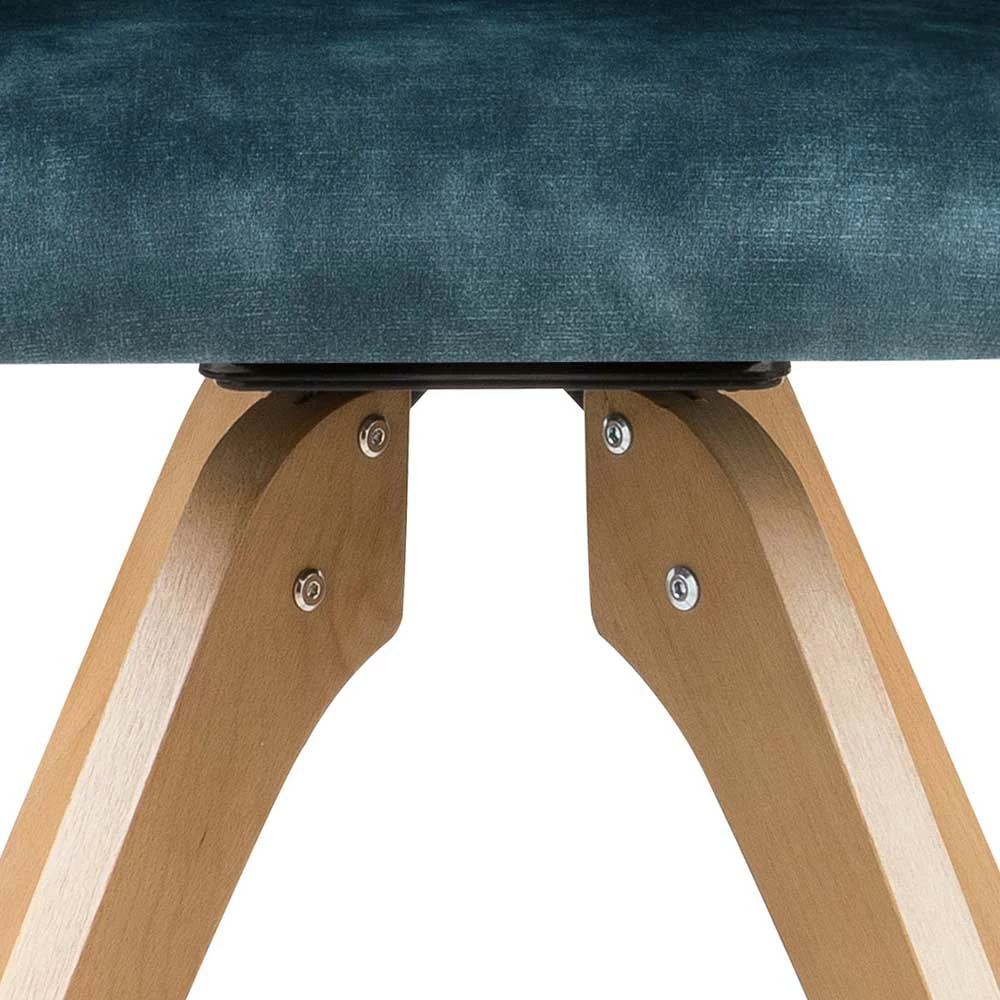 Velours Tischsessel in Blau Petrol - Vitalrov (2er Set) Velours Tischsessel In Blau Petrol - Vitalrov (2er Set) -Dariana shop velours tischsessel in blau petrol mit massivholzgestell eiche vitalrov 05