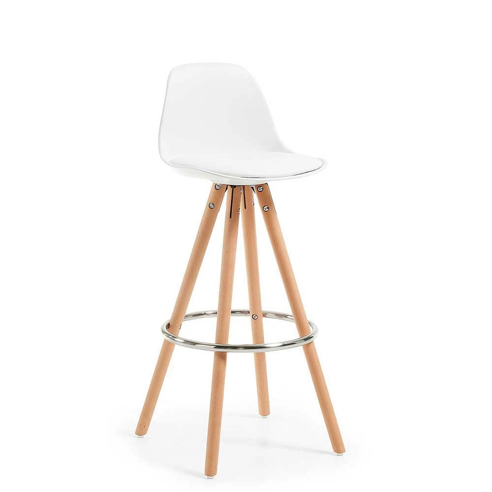 Weißer Bar Stuhl mit Sitzschale - Rahia (2er Set) Weißer Bar Stuhl Mit Sitzschale - Rahia (2er Set) -Dariana shop weisser bar stuhl mit sitzschale massivholz gestell rahia 01