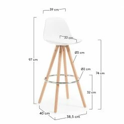 Weißer Bar Stuhl Mit Sitzschale - Rahia (2er Set) 6 Weißer Bar Stuhl Mit Sitzschale - Rahia (2er Set) -Dariana shop weisser bar stuhl mit sitzschale massivholz gestell rahia 04