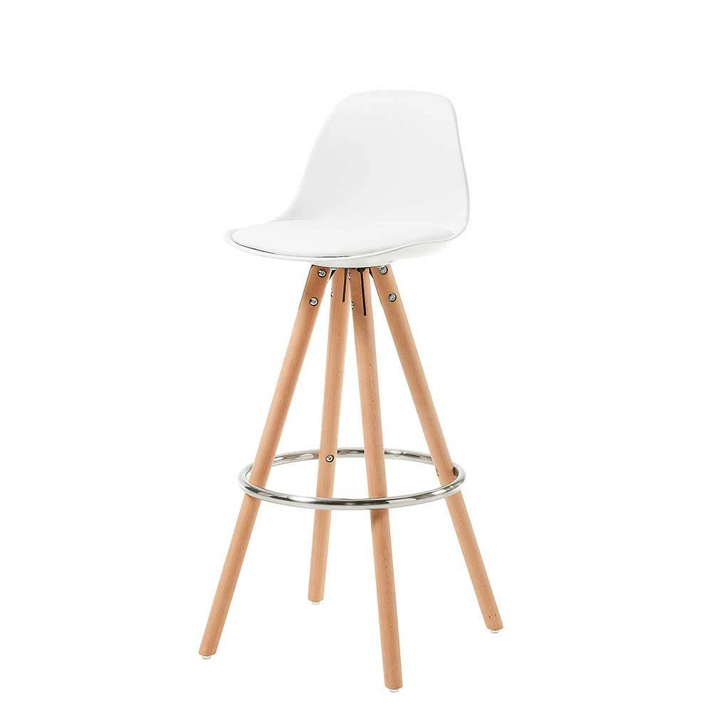 Weißer Bar Stuhl mit Sitzschale - Rahia (2er Set) Weißer Bar Stuhl Mit Sitzschale - Rahia (2er Set) -Dariana shop weisser bar stuhl mit sitzschale massivholz gestell rahia f