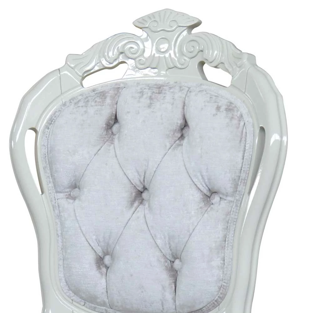 Weißer Barock Polsterstuhl aus Samt & Massivholz - Kubina Weißer Barock Polsterstuhl Aus Samt & Massivholz - Kubina -Dariana shop weisser barock polsterstuhl aus samt massivholz buche kubina 02