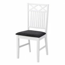 Weißer Holzstuhl Mit Stoffsitz - Lugano (2er Set)