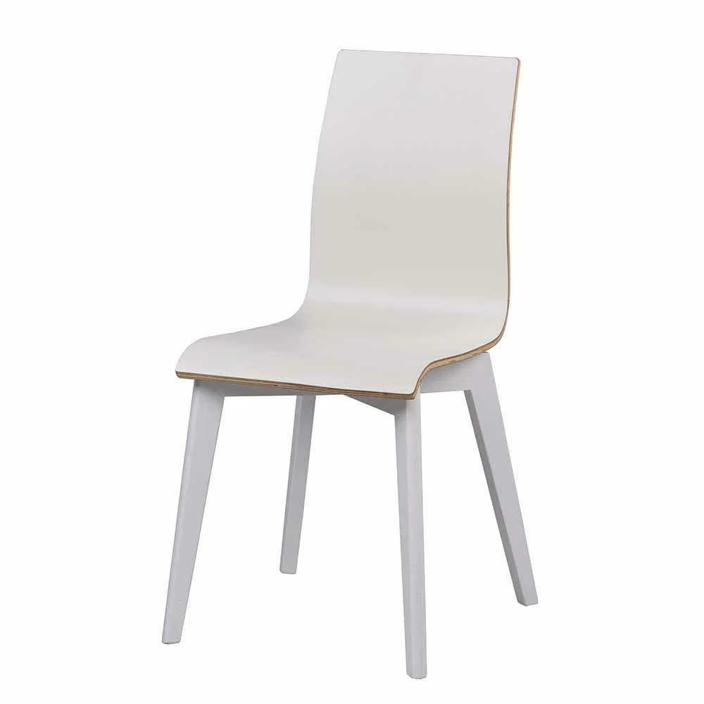 Weißer Küchenstuhl Mit Birke - Elegance (2er Set)