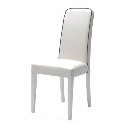 Weißer Kunstlederstuhl Mit Hoher Lehne Classimo & Holzgestell (2er Set)