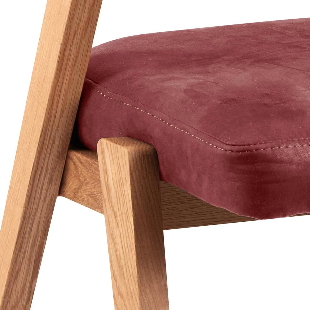 Wildeiche Holzstuhl mit Microfaser in Rot - Ovenciana Wildeiche Holzstuhl Mit Microfaser In Rot - Ovenciana -Dariana shop wildeiche holzstuhl mit microfaser in rot im retrostil ovenciana 03