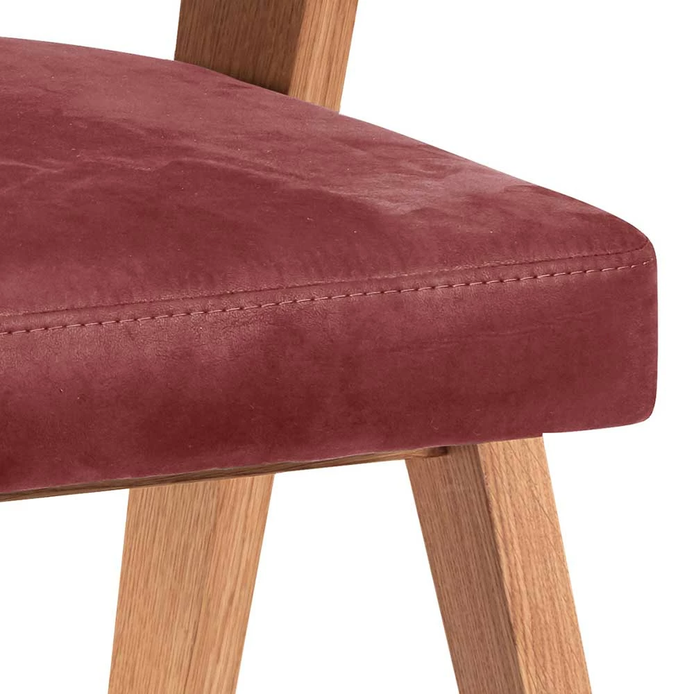 Wildeiche Holzstuhl mit Microfaser in Rot - Ovenciana Wildeiche Holzstuhl Mit Microfaser In Rot - Ovenciana -Dariana shop wildeiche holzstuhl mit microfaser in rot im retrostil ovenciana 04