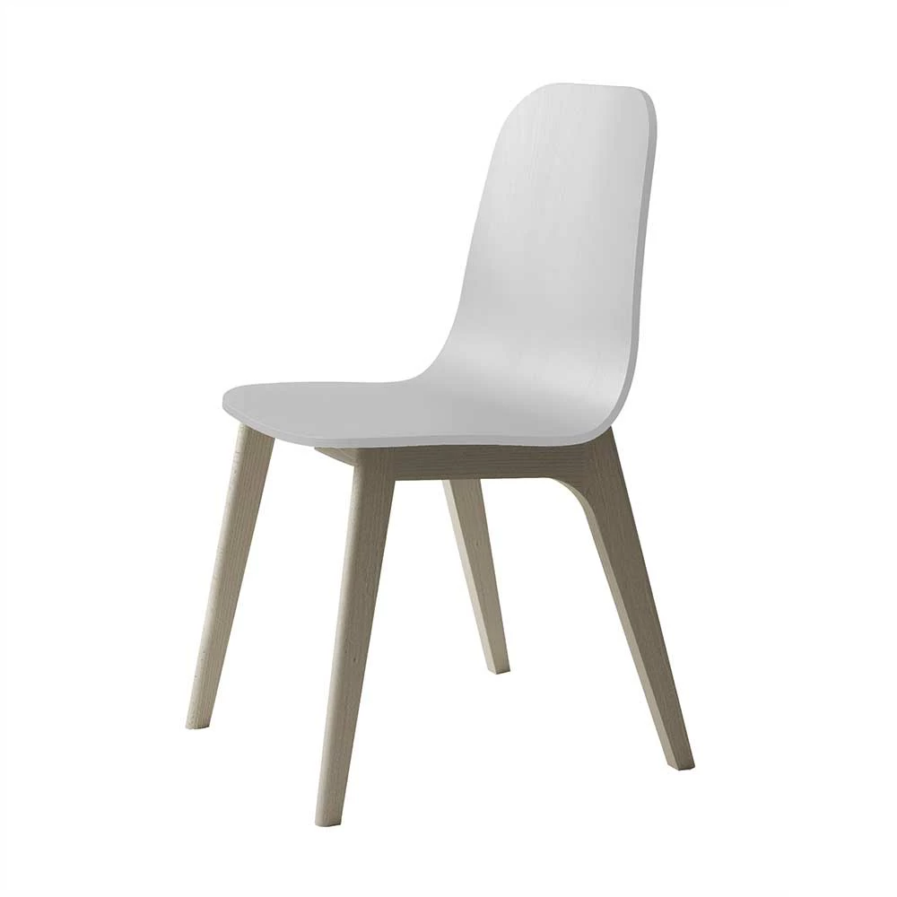 Zweifarbiger Holzstuhl In Weiß & Trüffel - Pyra